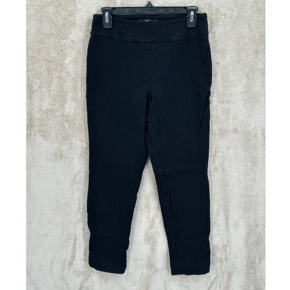 Up! Pants Womens 12 Black Slim Ankle Crop‎ Stretch Textured Minimalist Capsule